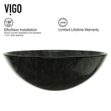 Glass Grey Onyx Bathroom Sink/Basin Set with Linus Faucet and Round Vessel