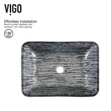 Glass Rectangular Vessel Bathroom Sink/Basin with Rounded Edges & Deep Bowl, Titanium