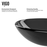 Glass Sheer Black Bathroom Sink/Basin Set with Duris Faucet and Round Vessel