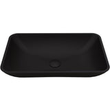 Hadyn Glass Rectangular Vessel Bathroom Sink/Basin with Rounded Edges & Deep Bowl, Black