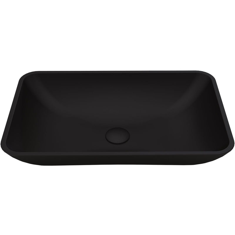 Hadyn Glass Rectangular Vessel Bathroom Sink/Basin with Rounded Edges & Deep Bowl, Black M2176