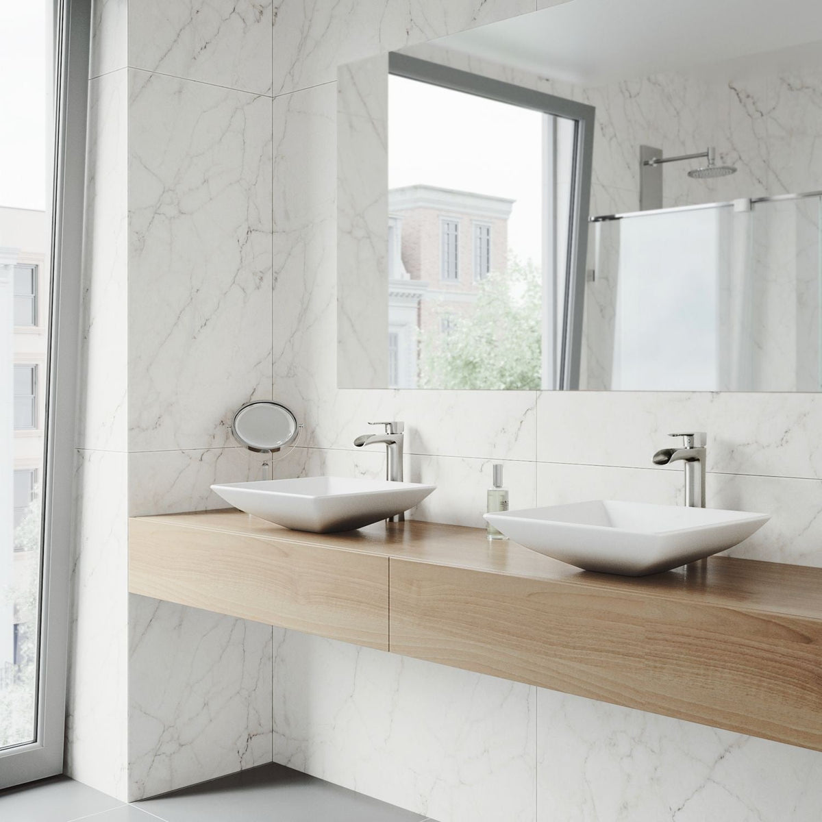 Hibiscus Matte Stone Round Vessel Bathroom Sink/Basin, Above-Counter Installation, White