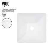 Hibiscus White Bathroom Sink/Basin Set with Linus Faucet and Square Composite Vessel