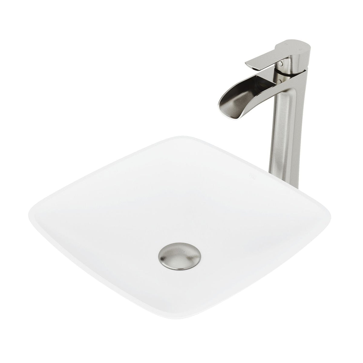 Hyacinth White Bathroom Sink/Basin Set with Niko Faucet and Square Composite Vessel