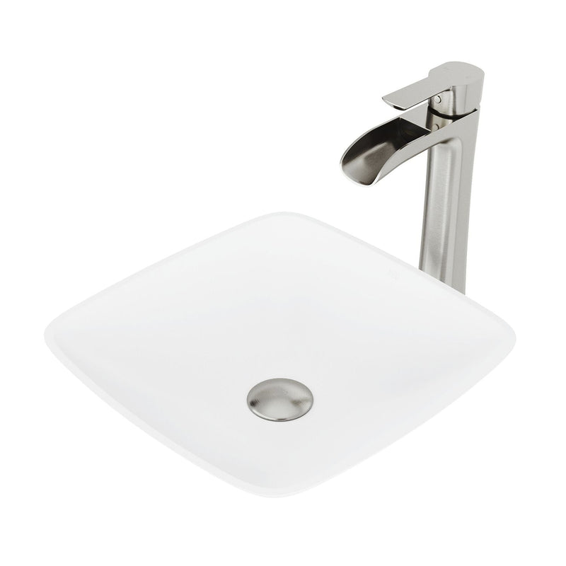 Hyacinth White Bathroom Sink/Basin Set with Niko Faucet and Square Composite Vessel D8813