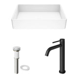 Magnolia White Bathroom Sink/Basin Set with Lexington Faucet and Rectangular Composite Vessel