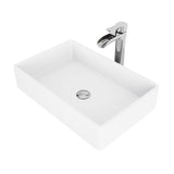 Magnolia White Bathroom Sink/Basin Set with Niko Faucet and Rectangular Composite Vessel