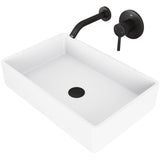 Magnolia White Bathroom Sink/Basin Set with Olus Wall Mount Faucet and Rectangular Composite Vessel