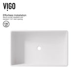 Magnolia White Bathroom Sink/Basin Set with Olus Wall Mount Faucet and Rectangular Composite Vessel