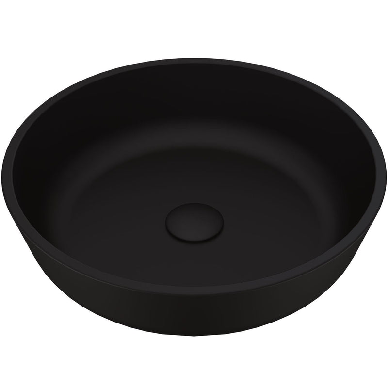 Modus Glass Round Vessel Bathroom Sink/Basin with Rounded Edges & Deep Bowl, Black Z6905