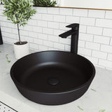 Modus Glass Round Vessel Bathroom Sink/Basin with Rounded Edges & Deep Bowl, Black