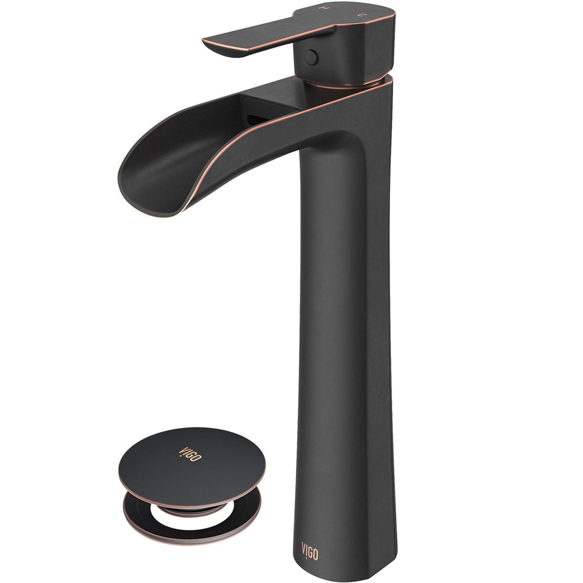 Niko Single Handle Vessel Single Hole Bathroom Sink Faucet with Pop-up Drain, Antique Rubbed Bronze