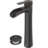 Niko Single Handle Vessel Single Hole Bathroom Sink Faucet with Pop-up Drain, Antique Rubbed Bronze