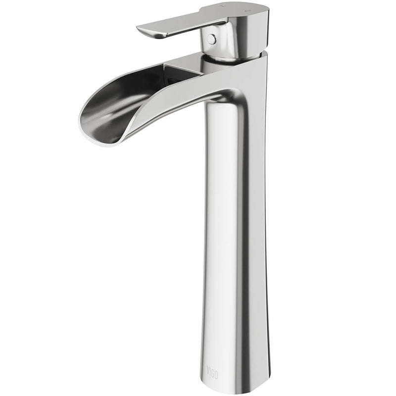Niko Single Handle Vessel Sink Bathroom Faucet with Deck Plate, Brushed Nickel E6572