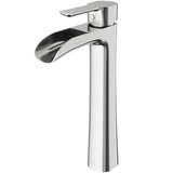 Niko Single Handle Vessel Sink Bathroom Faucet with Deck Plate, Brushed Nickel
