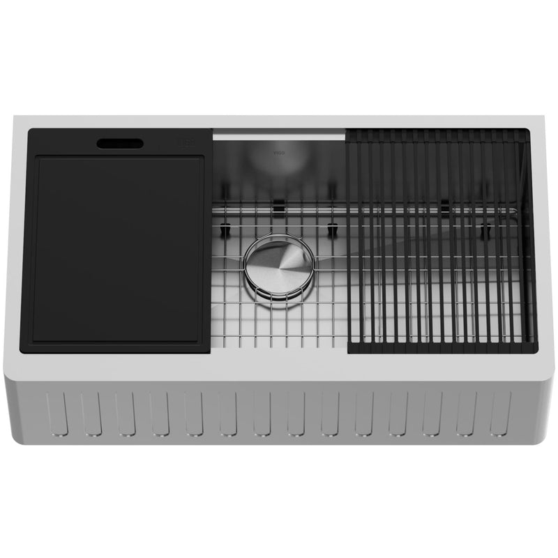 Oxford Single Farmhouse Kitchen Sink, 36-in x 21-in N3334