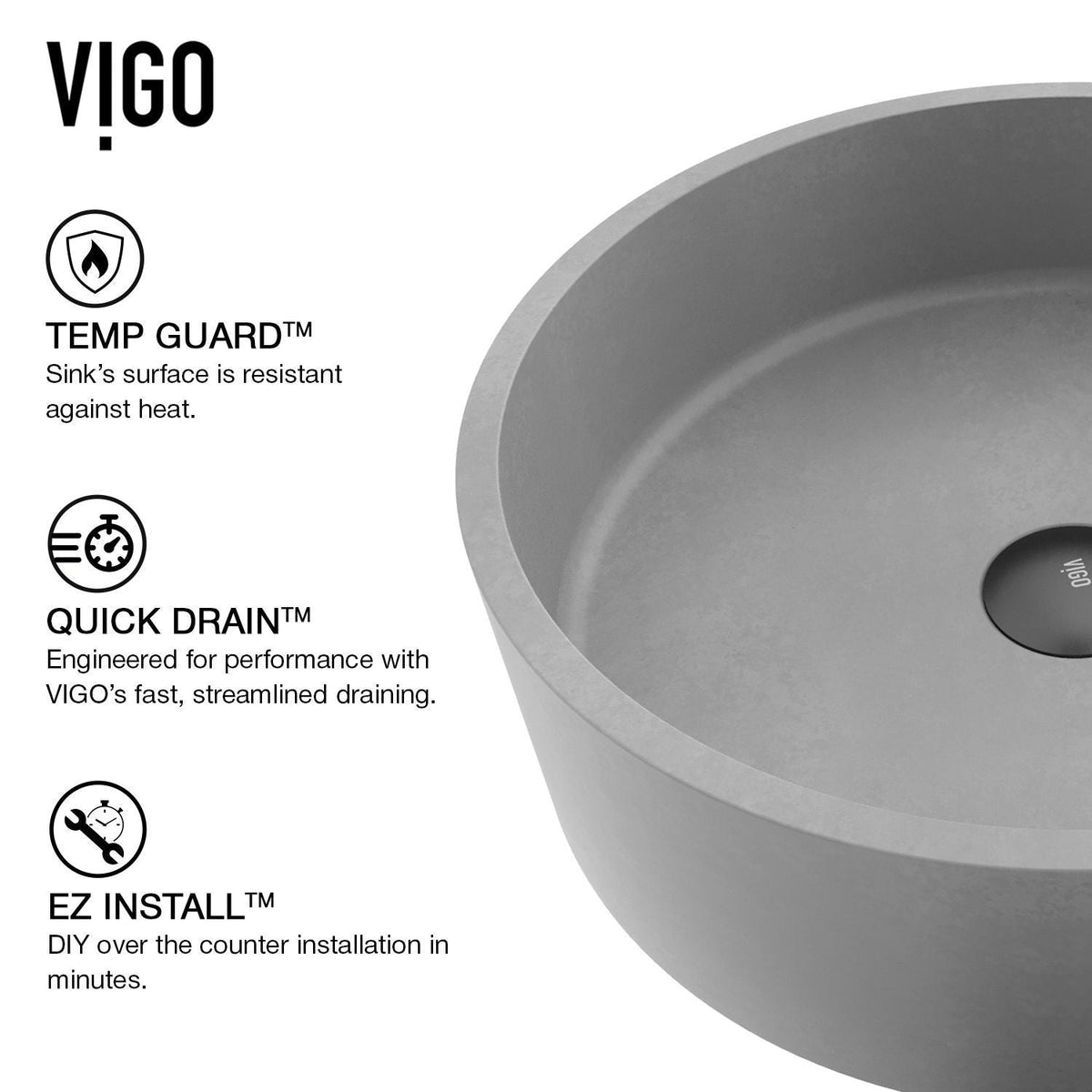Palermo Gothic 15x15-in Deep Grey Bathroom Sink/Basin with Round Vessel