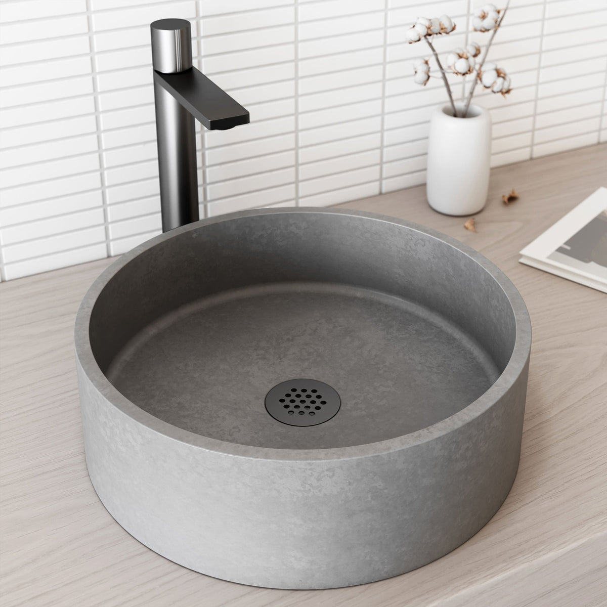 Palermo Gothic 15x15-in Deep Grey Bathroom Sink/Basin with Round Vessel