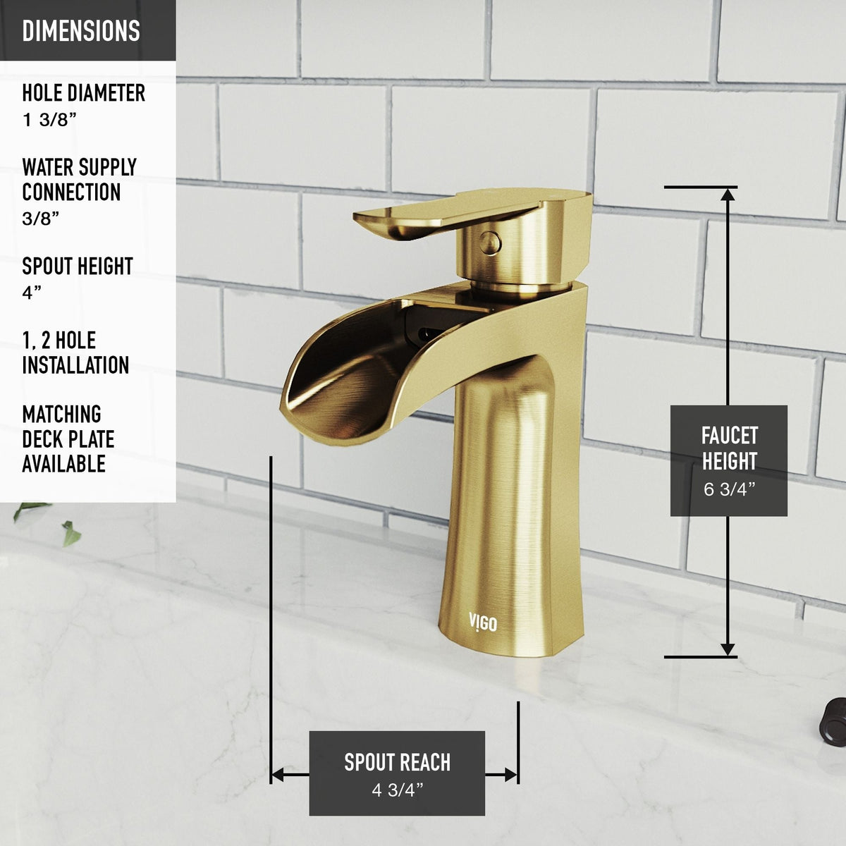 Paloma Single Handle Single Hole Bathroom Sink Faucet, WaterSense Certified, Matte Gold