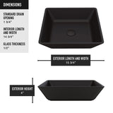 Roma Matte Black Bathroom Sink/Basin Set with Lexington Faucet and Glass Square Vessel