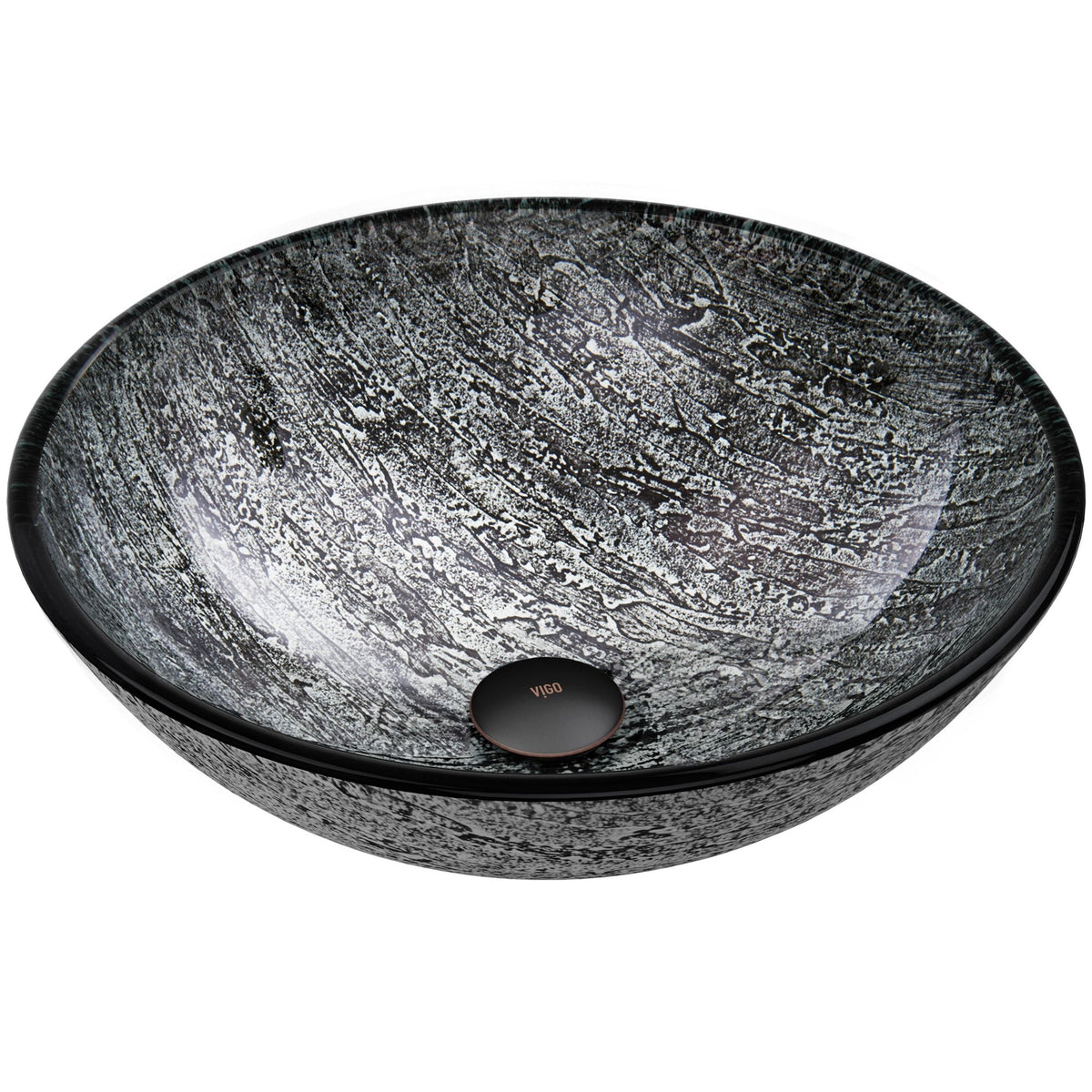 Round Glass Vessel Bathroom Sink/Basin with Deep Bowl, Titanium