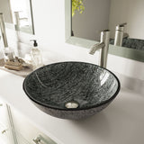 Round Glass Vessel Bathroom Sink/Basin with Deep Bowl, Titanium