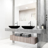 Sottile Matte Black Bathroom Sink/Basin Set with Cass Faucet and Glass Rectangular Vessel