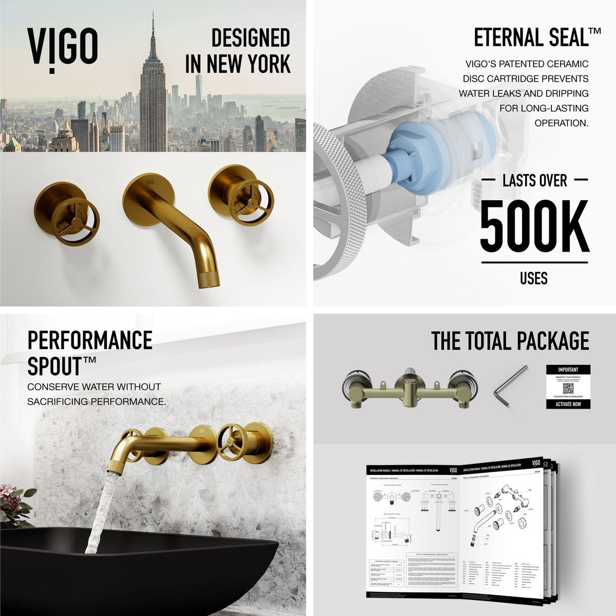 Sottile Matte Black Bathroom Sink/Basin Set with Cass Wall Mount Faucet and Glass Rectangular Vessel