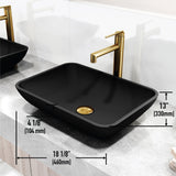 Sottile Matte Black Bathroom Sink/Basin Set with Sterling Faucet and Glass Rectangular Vessel