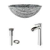 Titanium Glass Slate Grey Bathroom Sink/Basin Set with Niko Faucet and Round Vessel