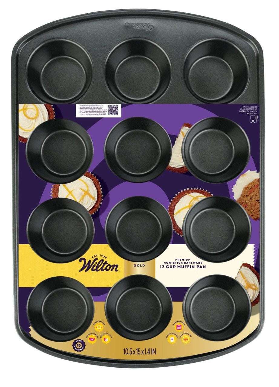 Gold Premium Non-Stick Bakeware Muffin Pan, 12-Cup
