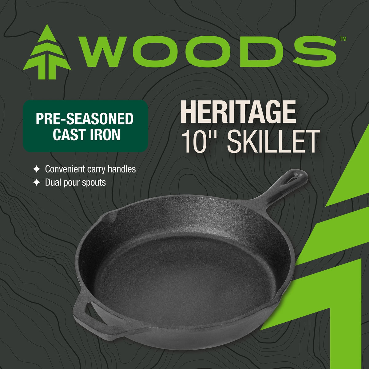 Woods Cast Iron Camping Pan, 10-in