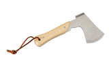 Woods Mini Pack Axe, Steel Single-Bit Hatchet Axe with Wooden Handle, Leather Sheath & Strap