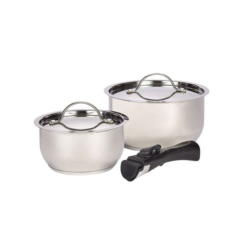 Provision Stainless Steel Camping Cook Pot Set, Made in Canada, 3-pc L5064