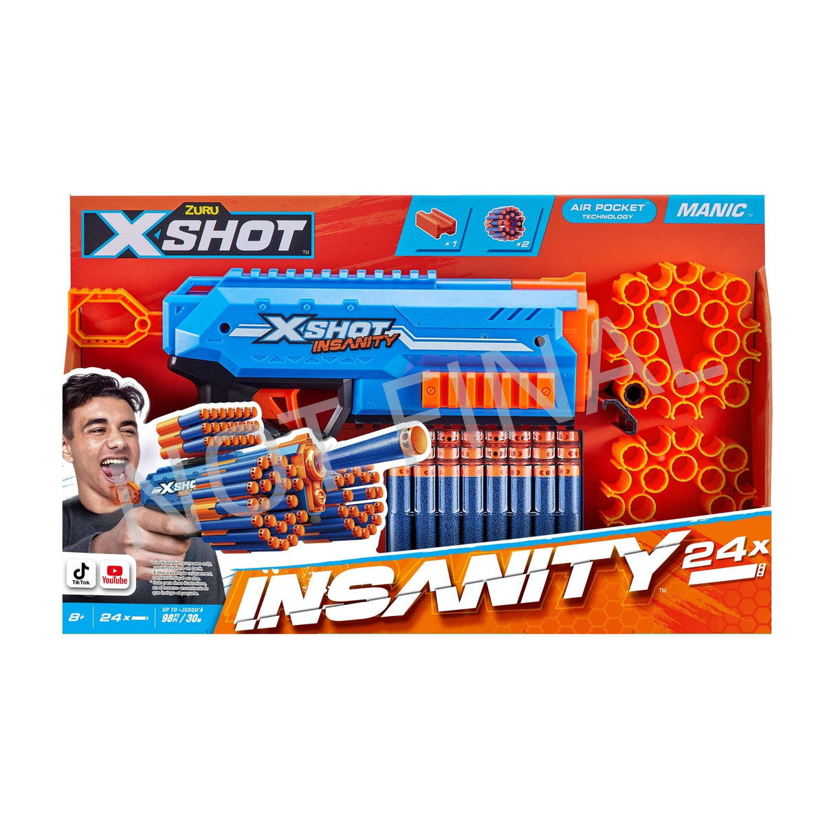 Insanity S1 Maniac Dart Pistol with Accessories, 36-Darts, Ages 8+