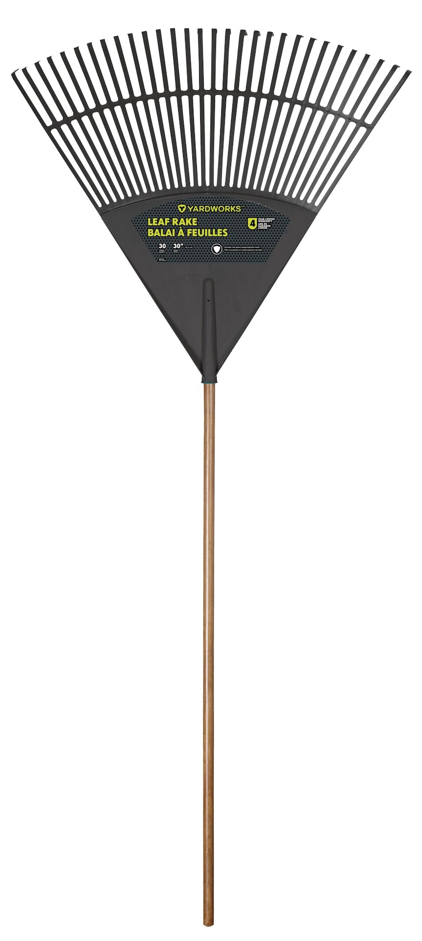 30-Tine Jumbo Leaf Rake with Hardwood Shaft, 30-in