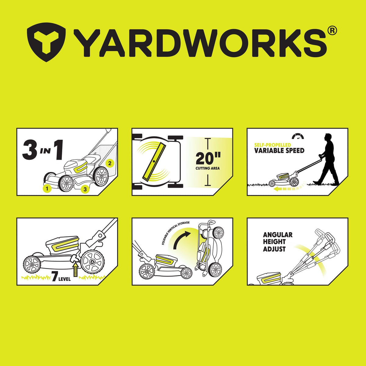 48V 3-in-1 Cordless Brushless Self-Propelled Mower, 21-in with 6Ah Battery & 2Ah Charger
