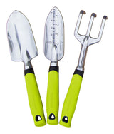 Aluminium Garden Tool Set with Rubber Handles, Assorted Colours, 3-pc