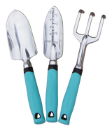 Aluminium Garden Tool Set with Rubber Handles, Assorted Colours, 3-pc