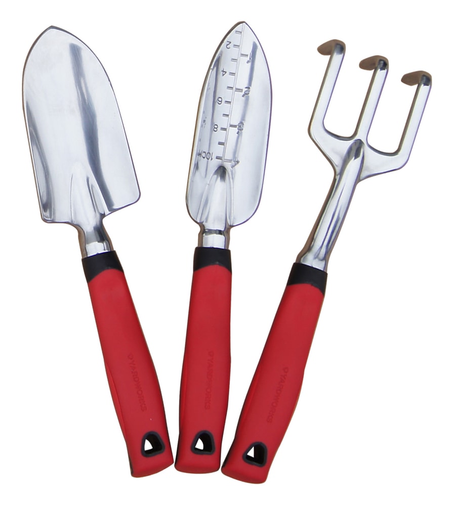 Aluminium Garden Tool Set with Rubber Handles, Assorted Colours, 3-pc