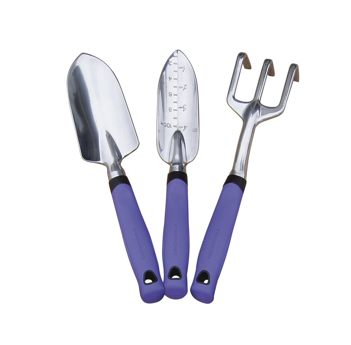 Aluminium Garden Tool Set with Rubber Handles, Assorted Colours, 3-pc