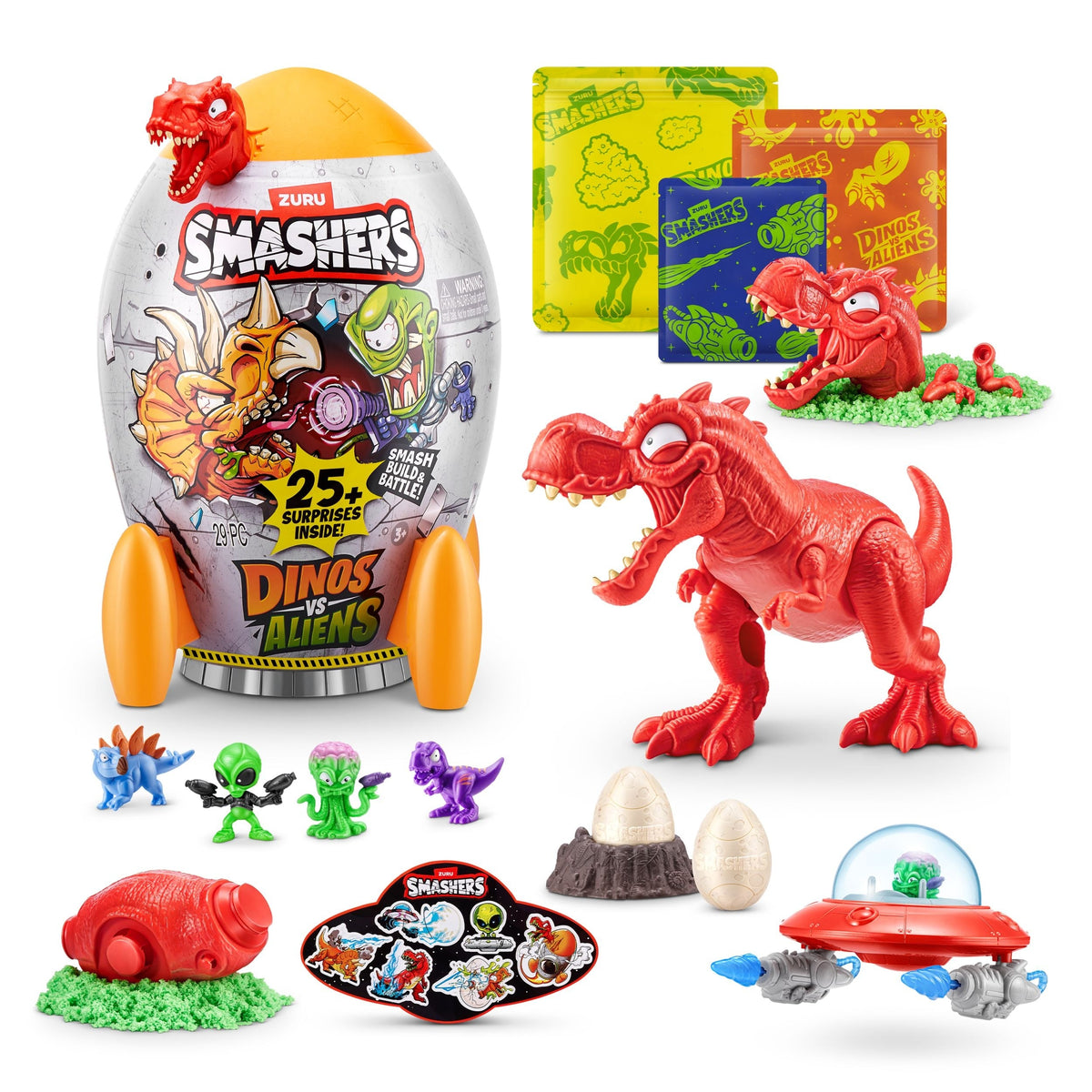 Dino Vs Aliens Rocket Ship Mystery Playset Capsule for Ages 3+, Assorted Figures