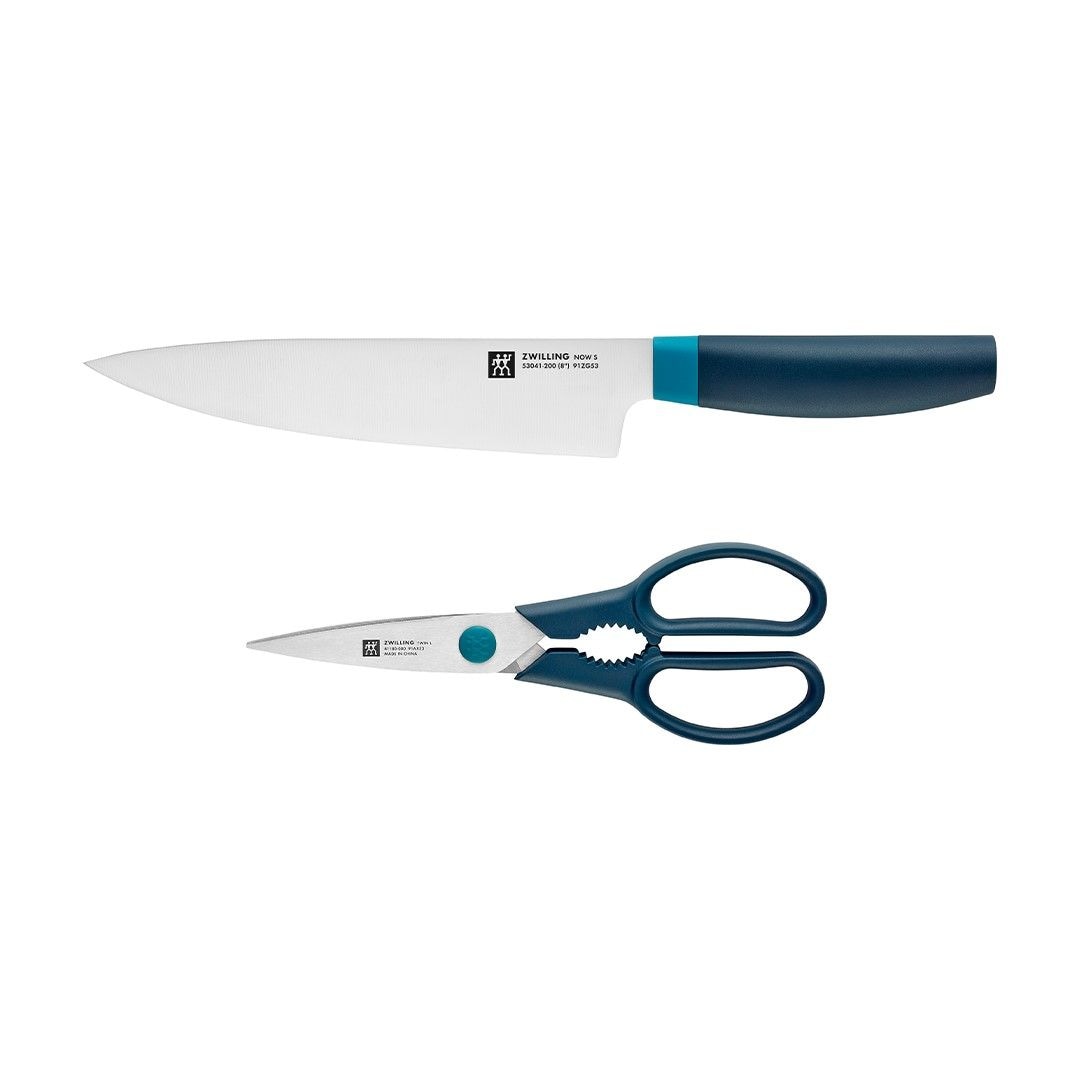 Now Multi-Purpose Stainless Steel Chef's Knife & Scissors/Shears Set, Blue, 2-pc